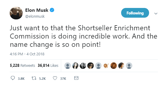 Elon Musk Tweet 10-4-18