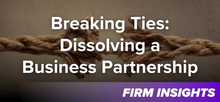 The Dissolution of a Business Partnership displayed by a broken rope.
